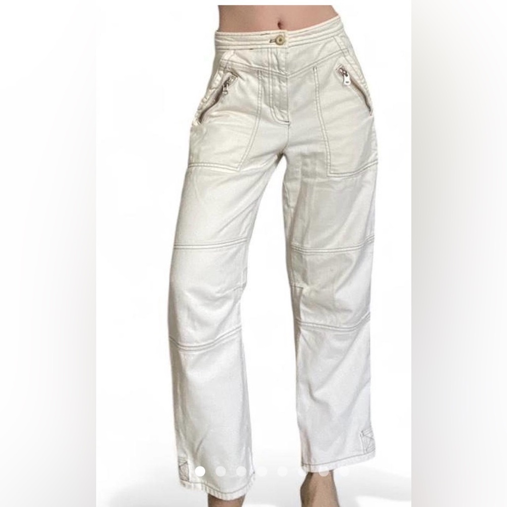 Free People Misty Road Cream colored barrel style pant.